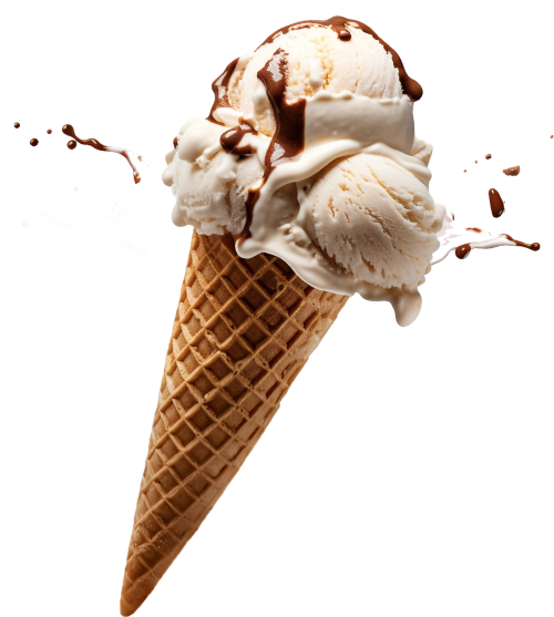 Zmrzlina v kornoutu s čokoládovou polevou